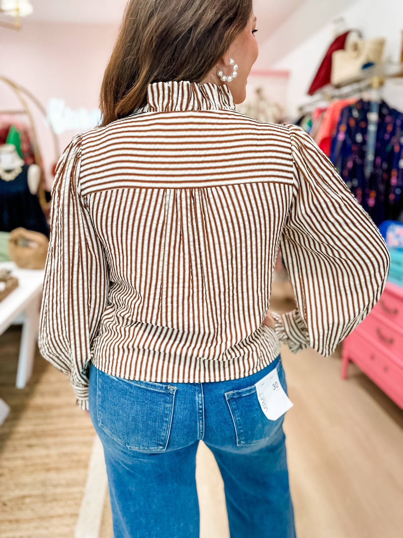 Pecan Pie Striped Blouse