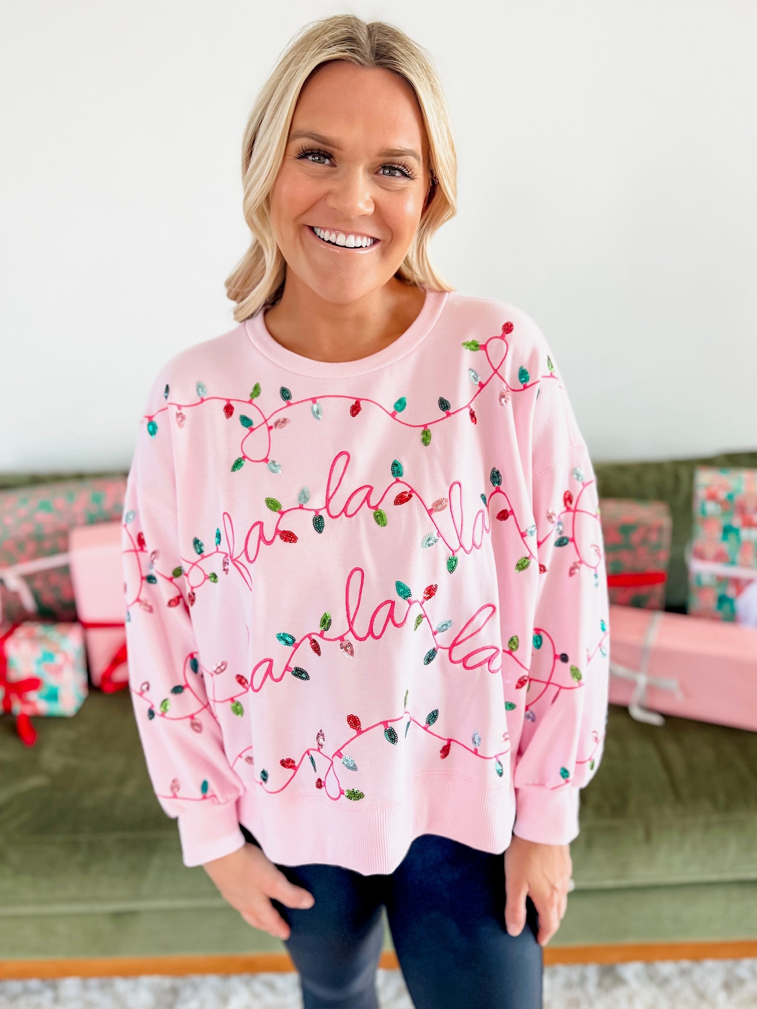 Fa La La Christmas Lights Pullover