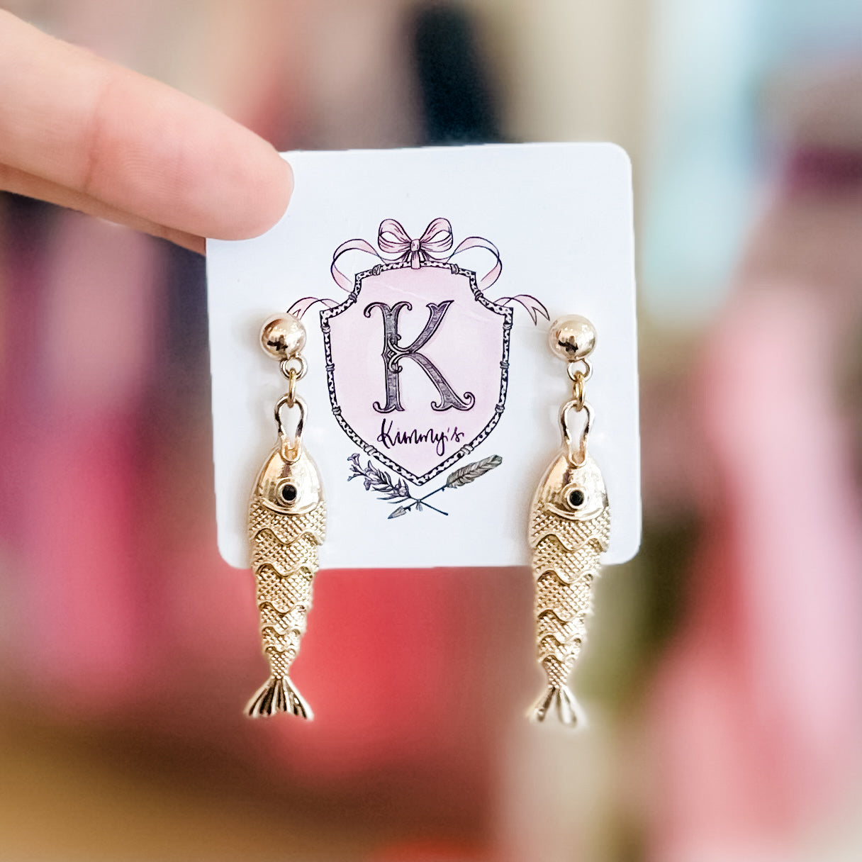 Gold Fish Dangle Studs