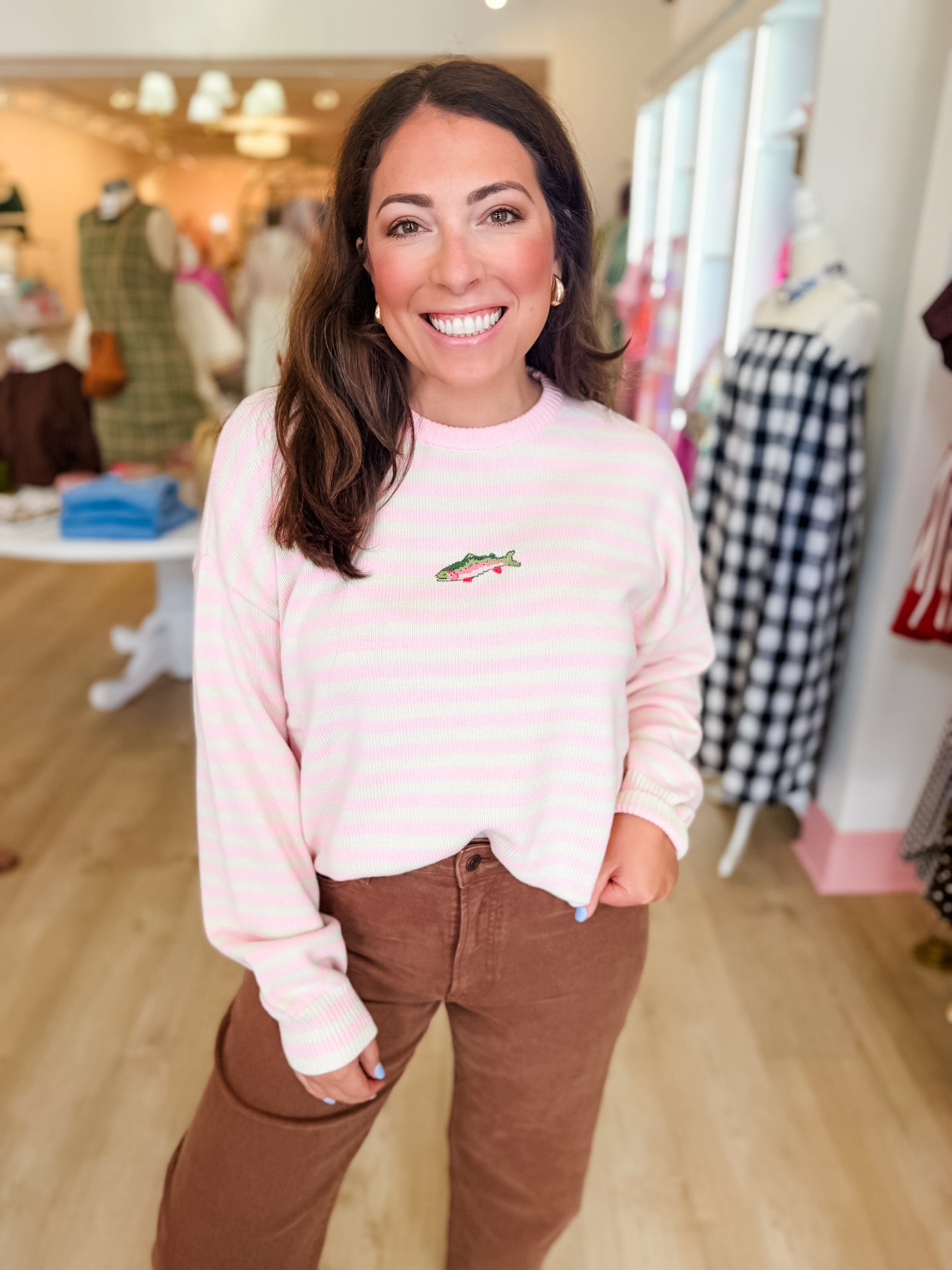 Tiny Fish Knit Sweater- Pink