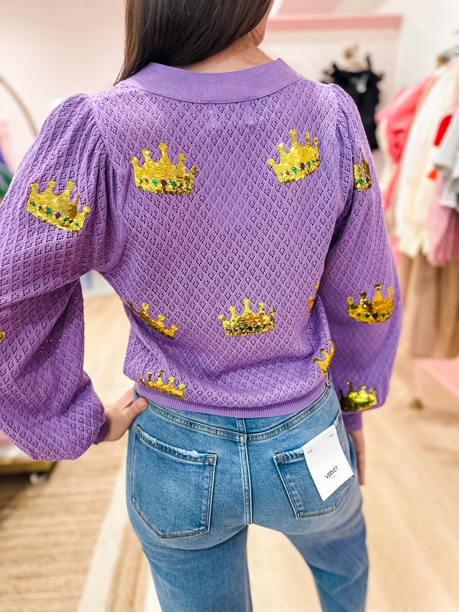 Queen of Mardi Gras Cardigan Sweater