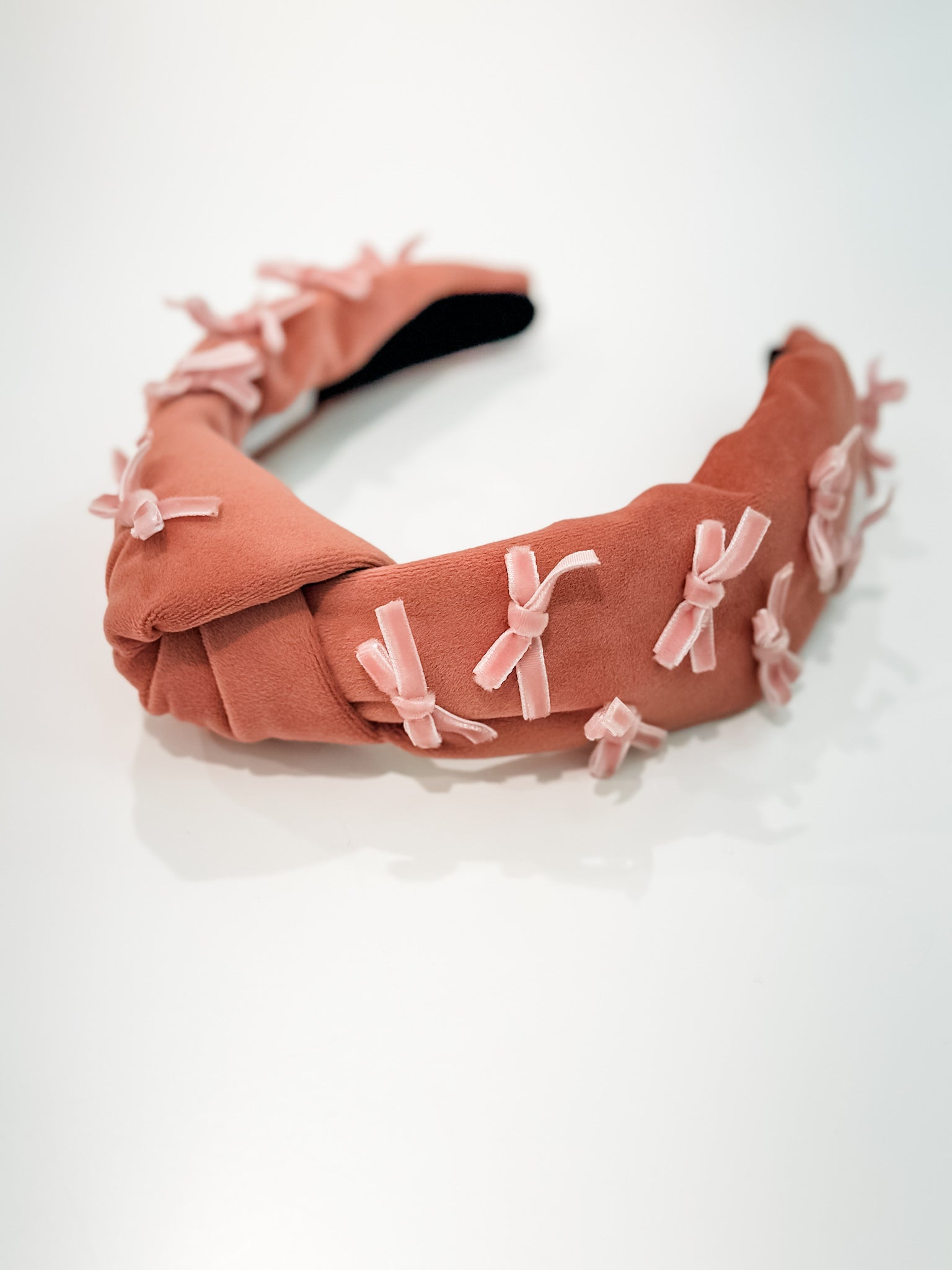 STEVIE J’S Velvet Pink Bow Headband