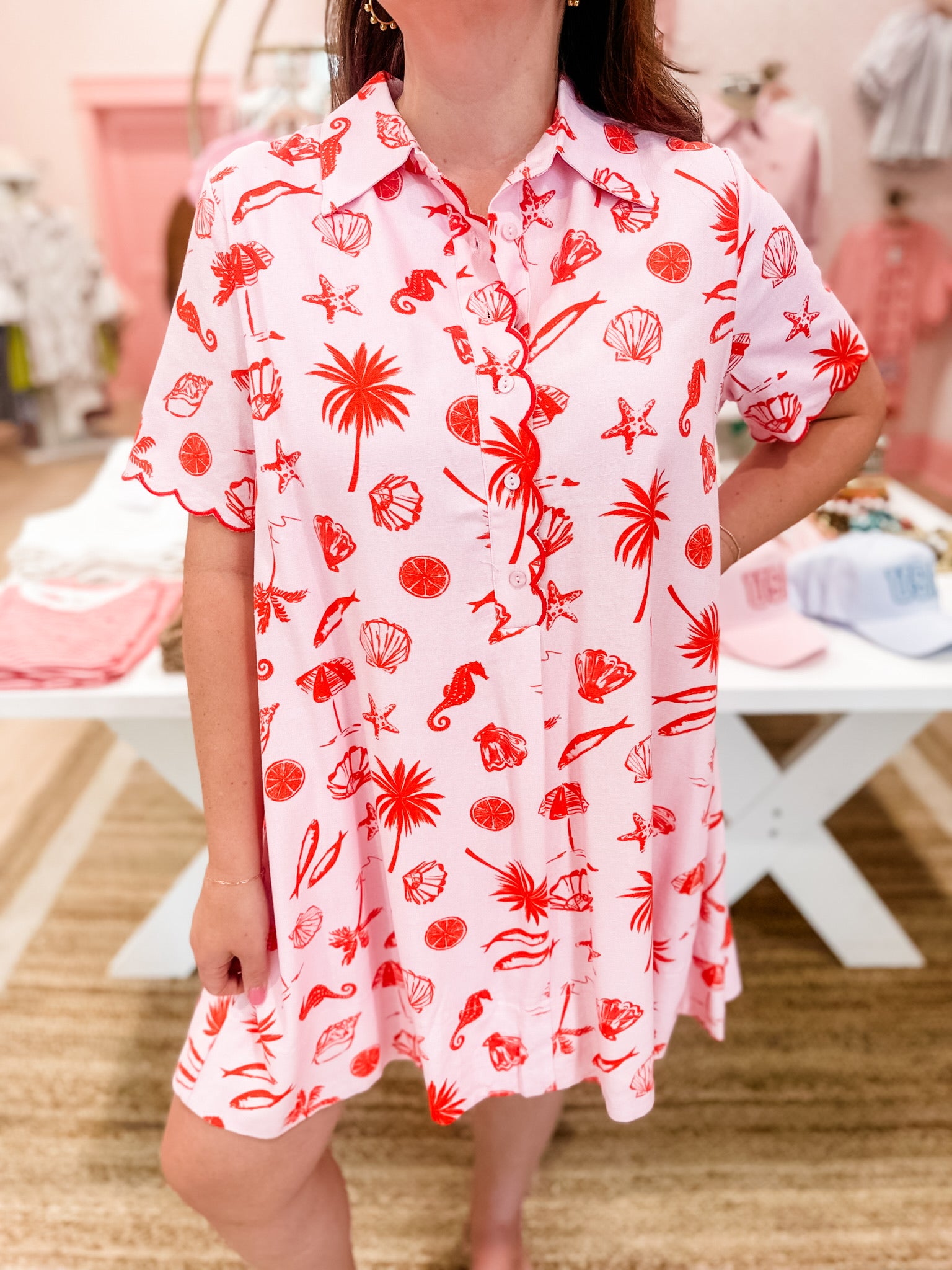 KARLIE Pop of Red Vacay Scene Dress