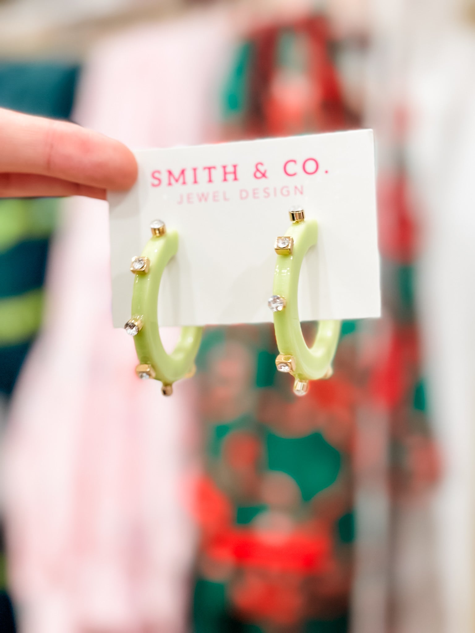 Smith & Co City Girl Jewel Hoop- Pistachio