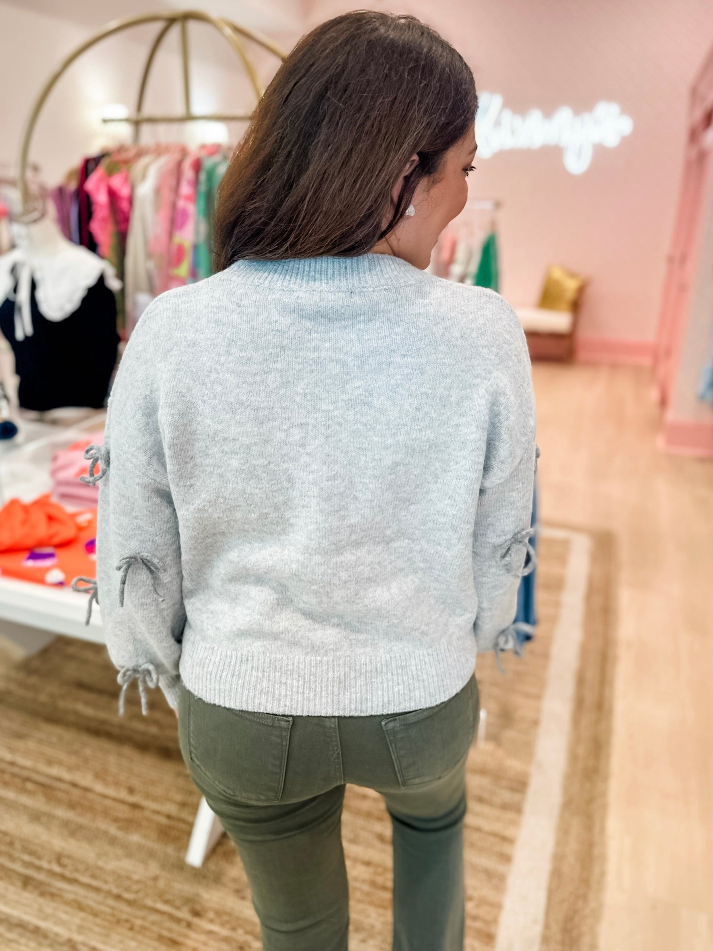 Tied with A Bow Sweater- Grey