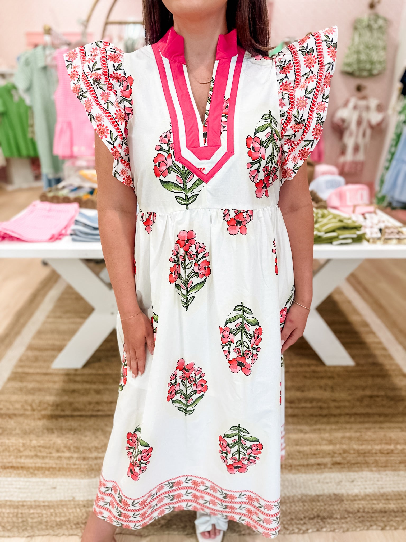Rosé Garden Midi Dress