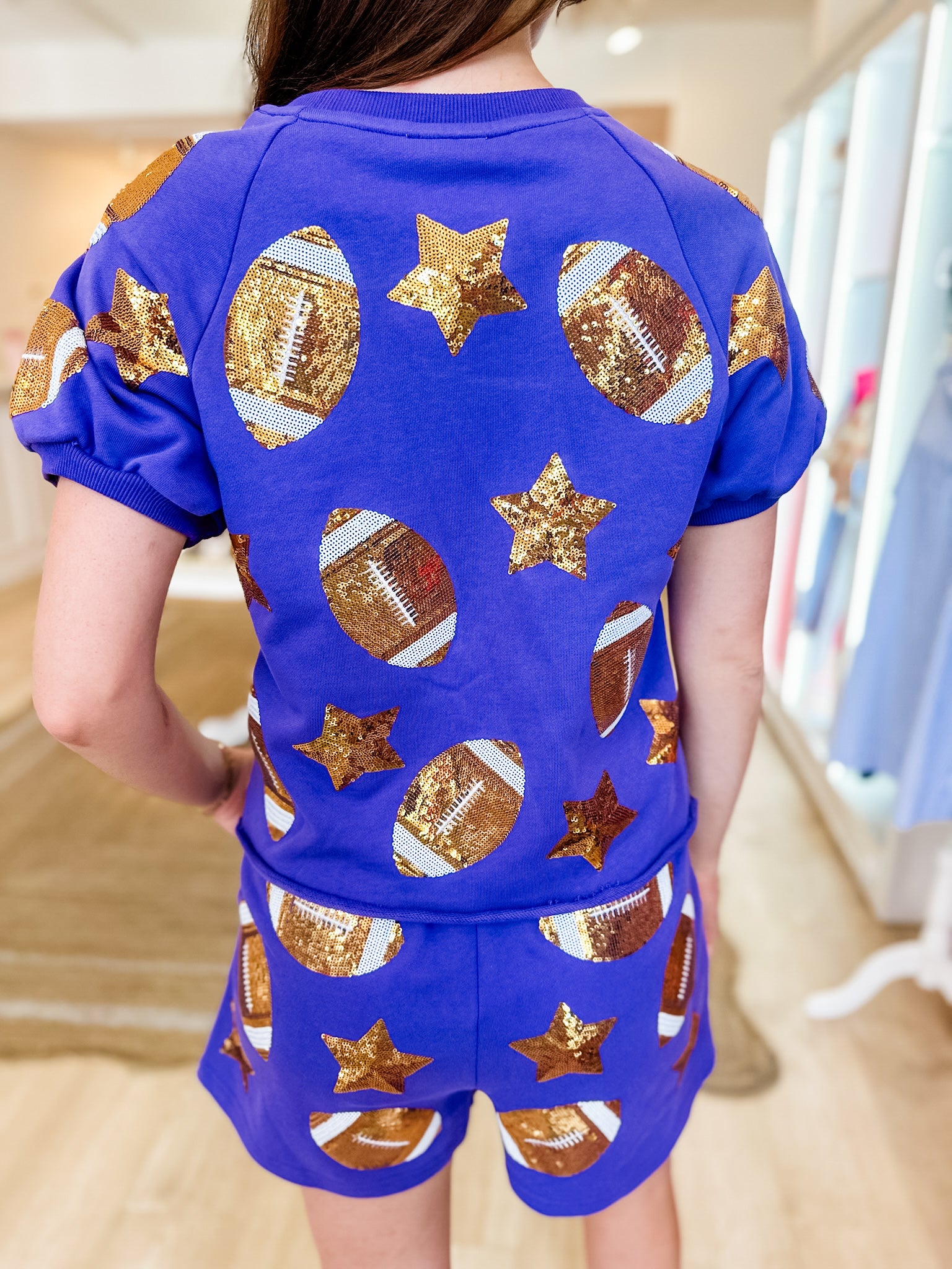 Purple & Gold Sequin Star & Football Set