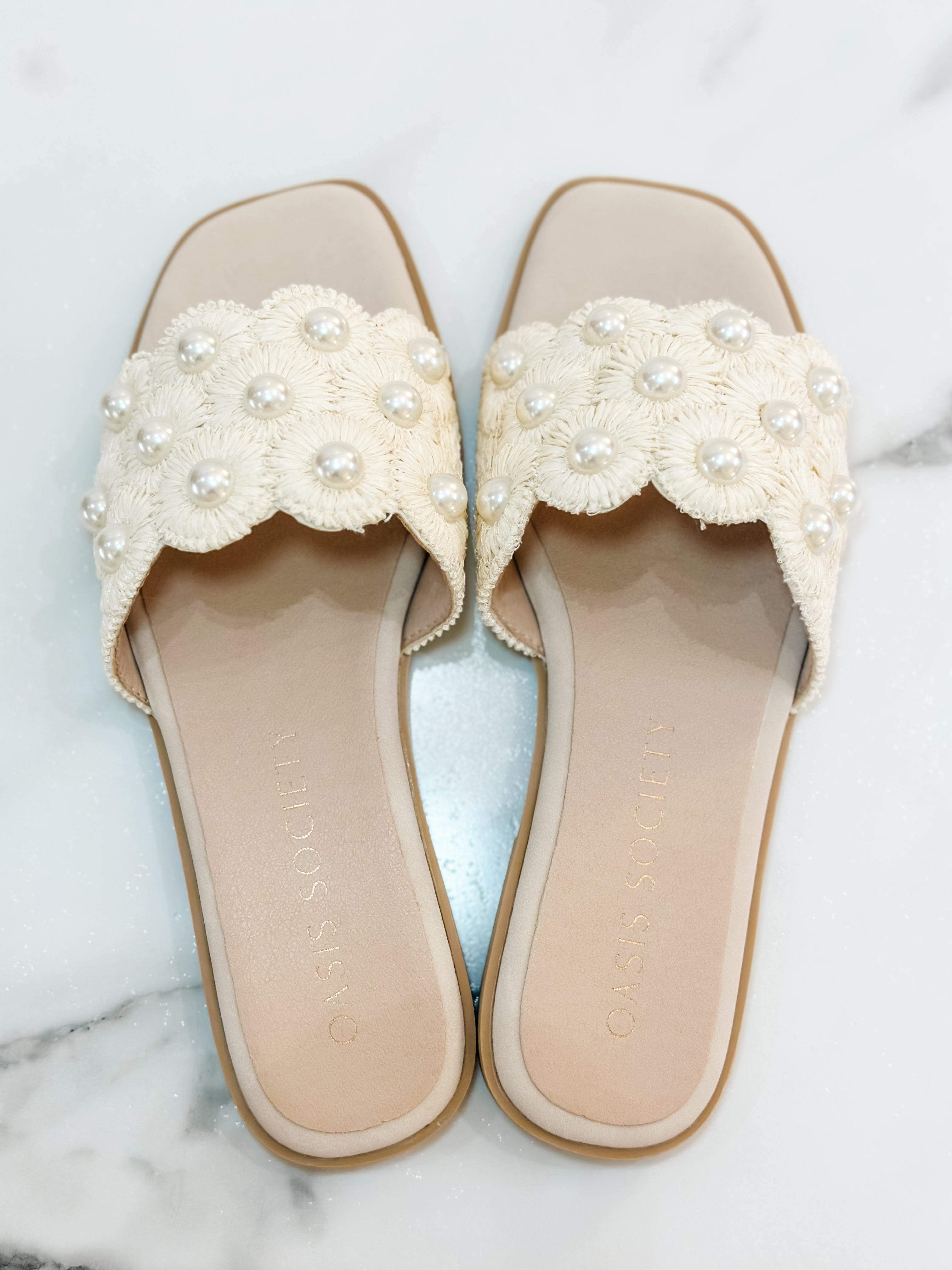 OASIS SOCIETY The Cathleen Ivory Pearl Raffia Sandal