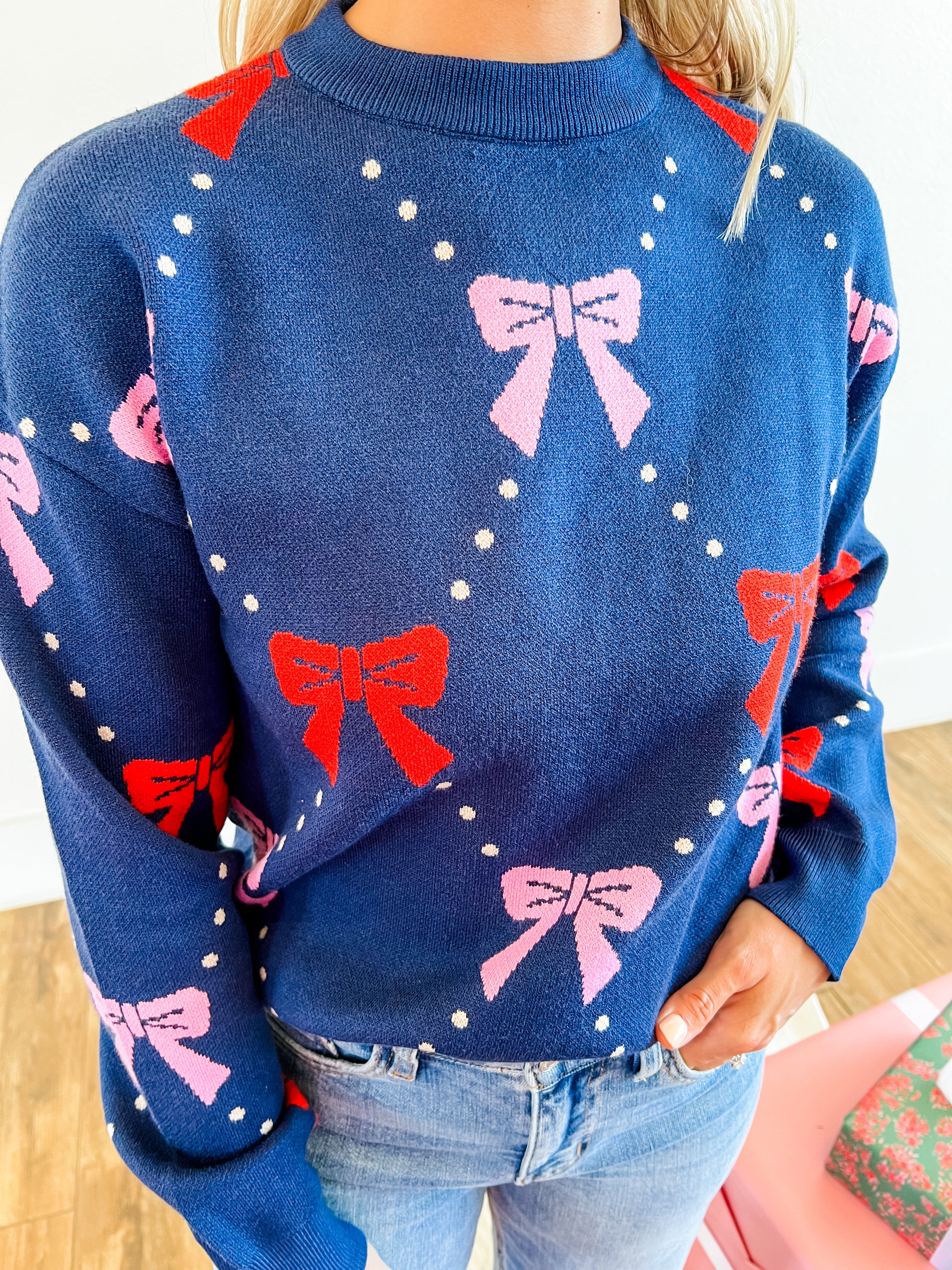 Merry & Bright Bow Sweater