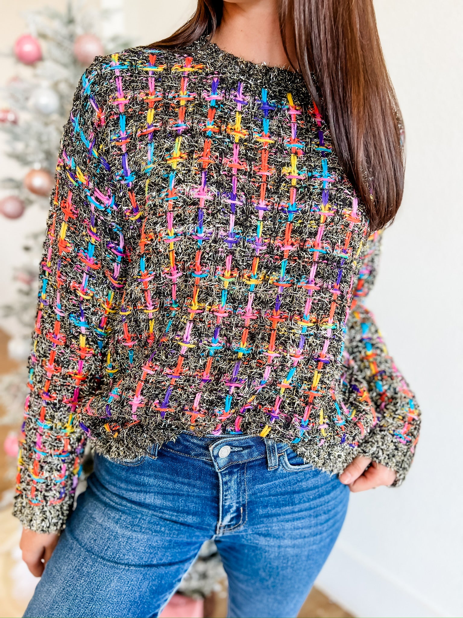 Holiday Tweed Sweater- Black