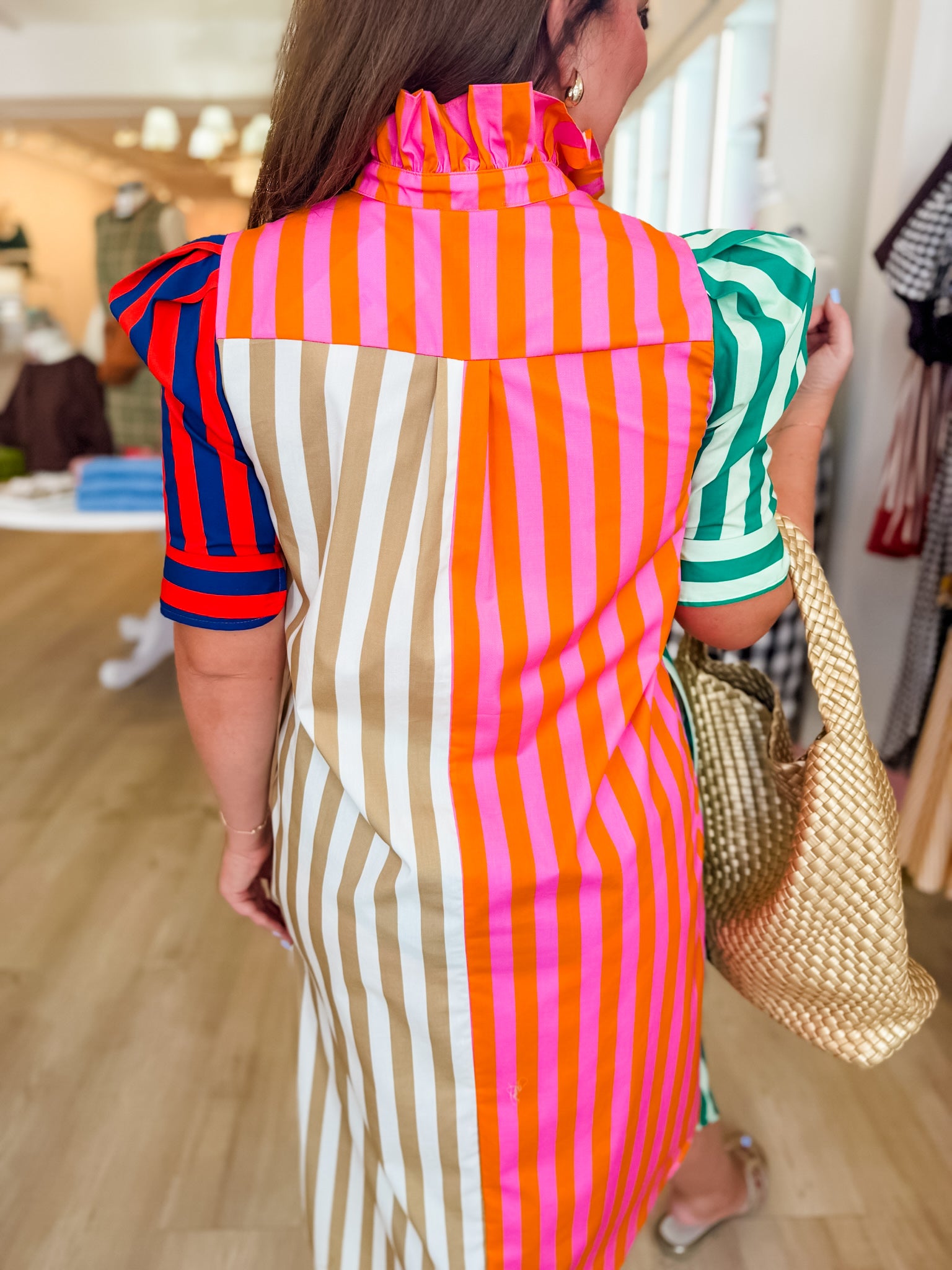 Bright Stripes Midi Dress