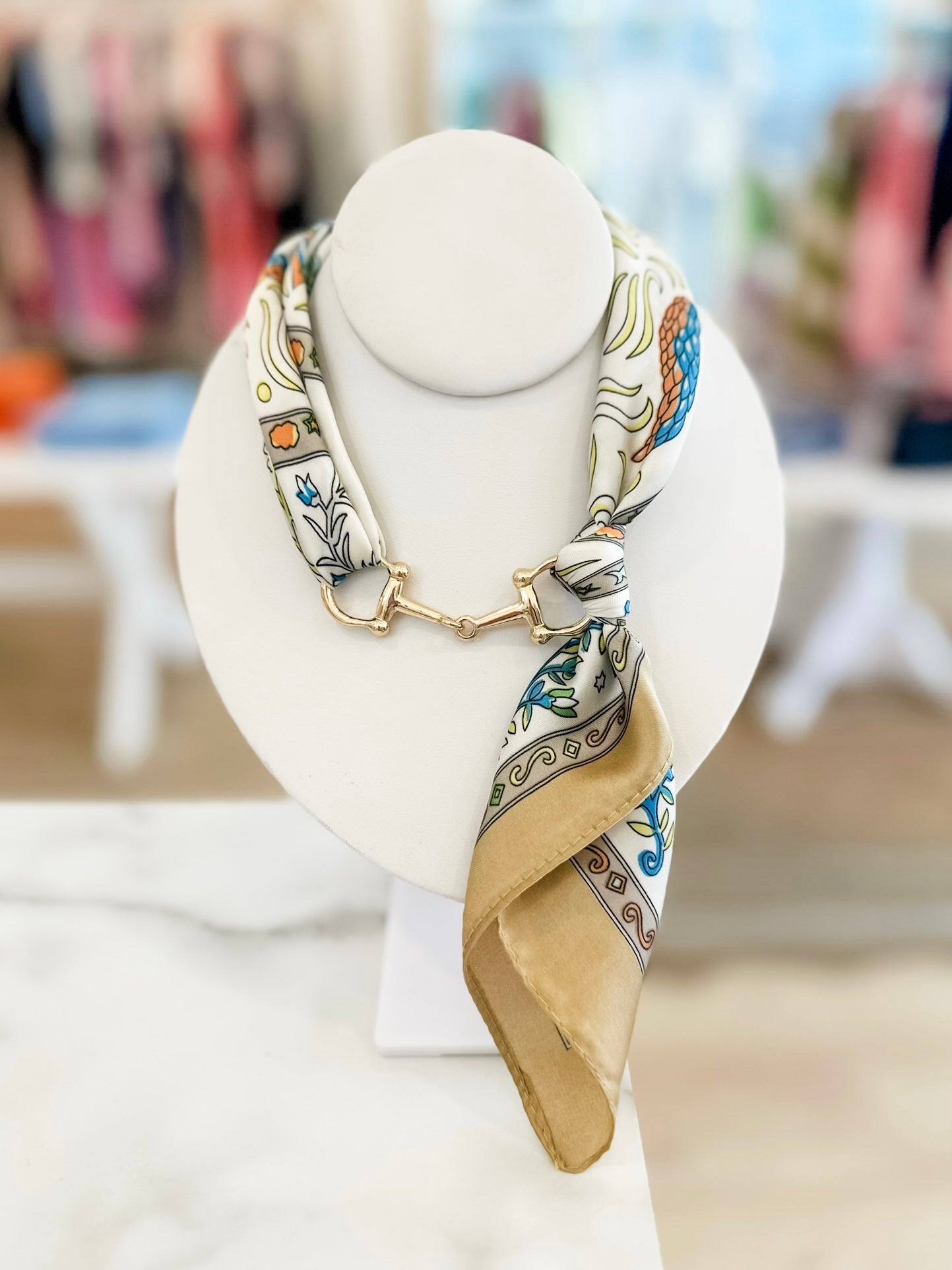 Horse Bit Scarf Necklace- Yellow