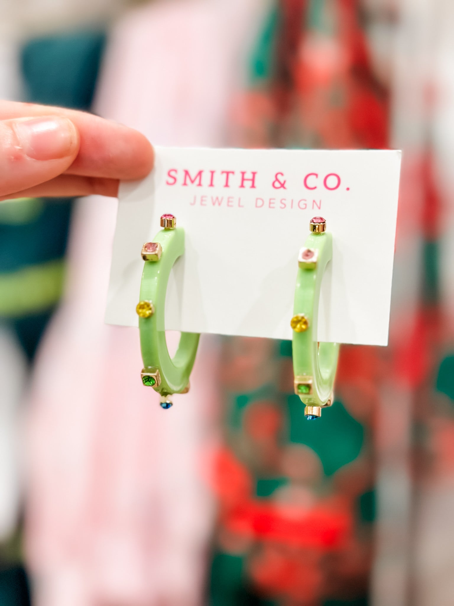 Smith & Co City Girl Jewel Hoop- Lime Multicolor