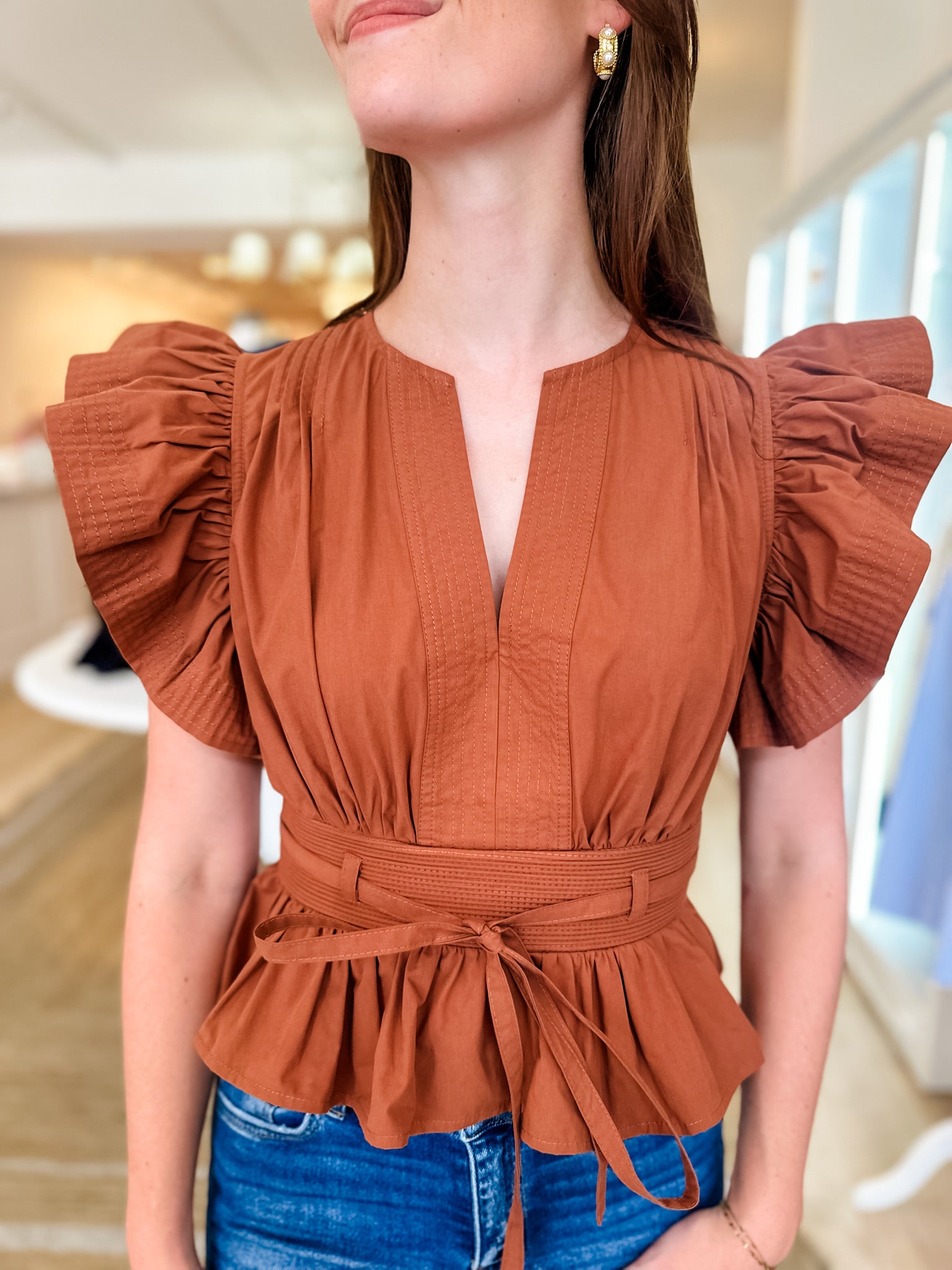 Most Wanted Peplum Top- Brown