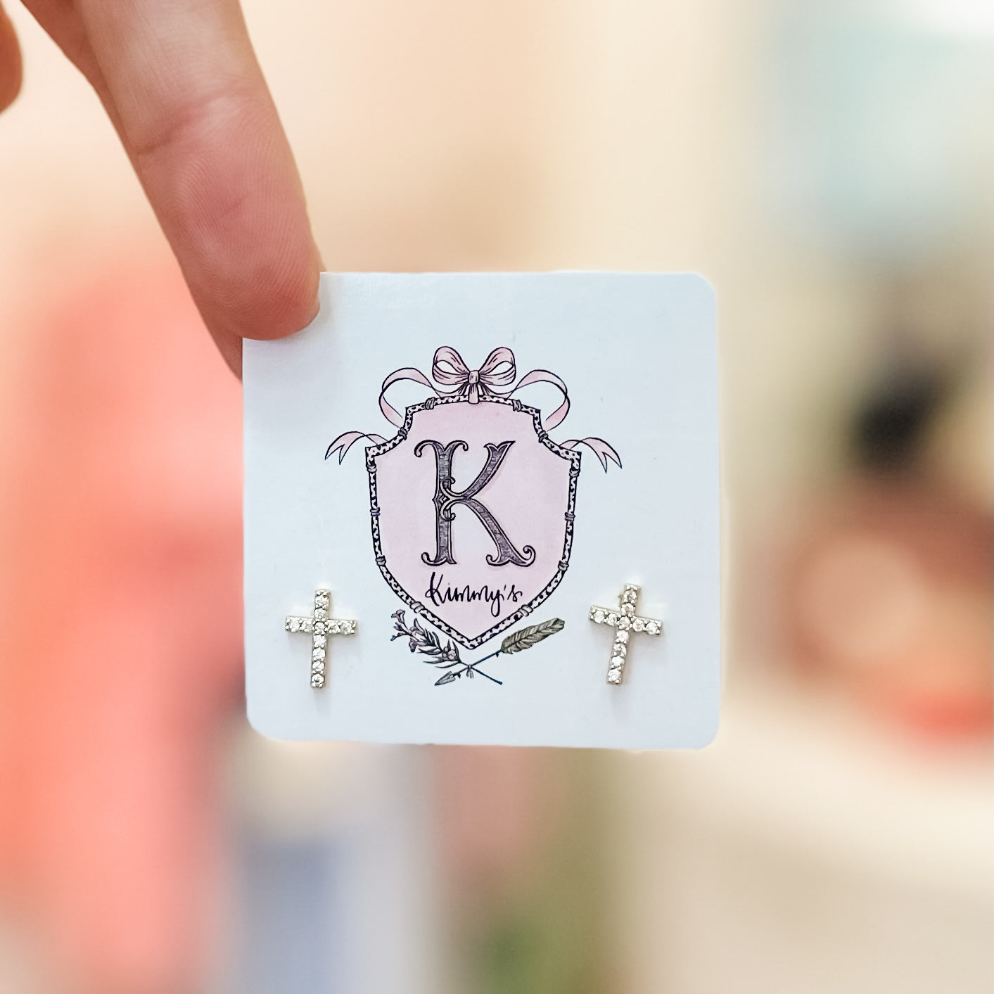 14k Gold Dipped Mini Crystal Cross Studs