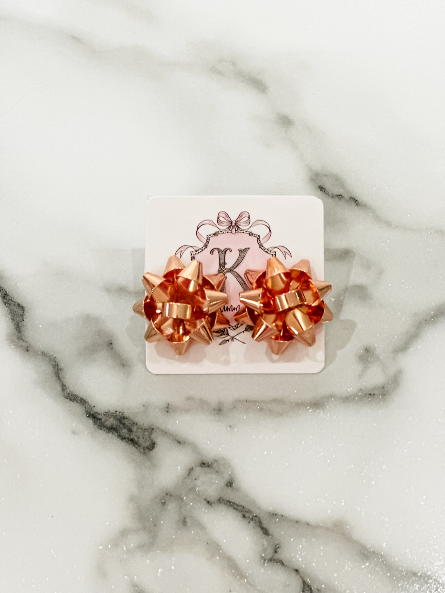 Present Bow Studs - Rose Gold