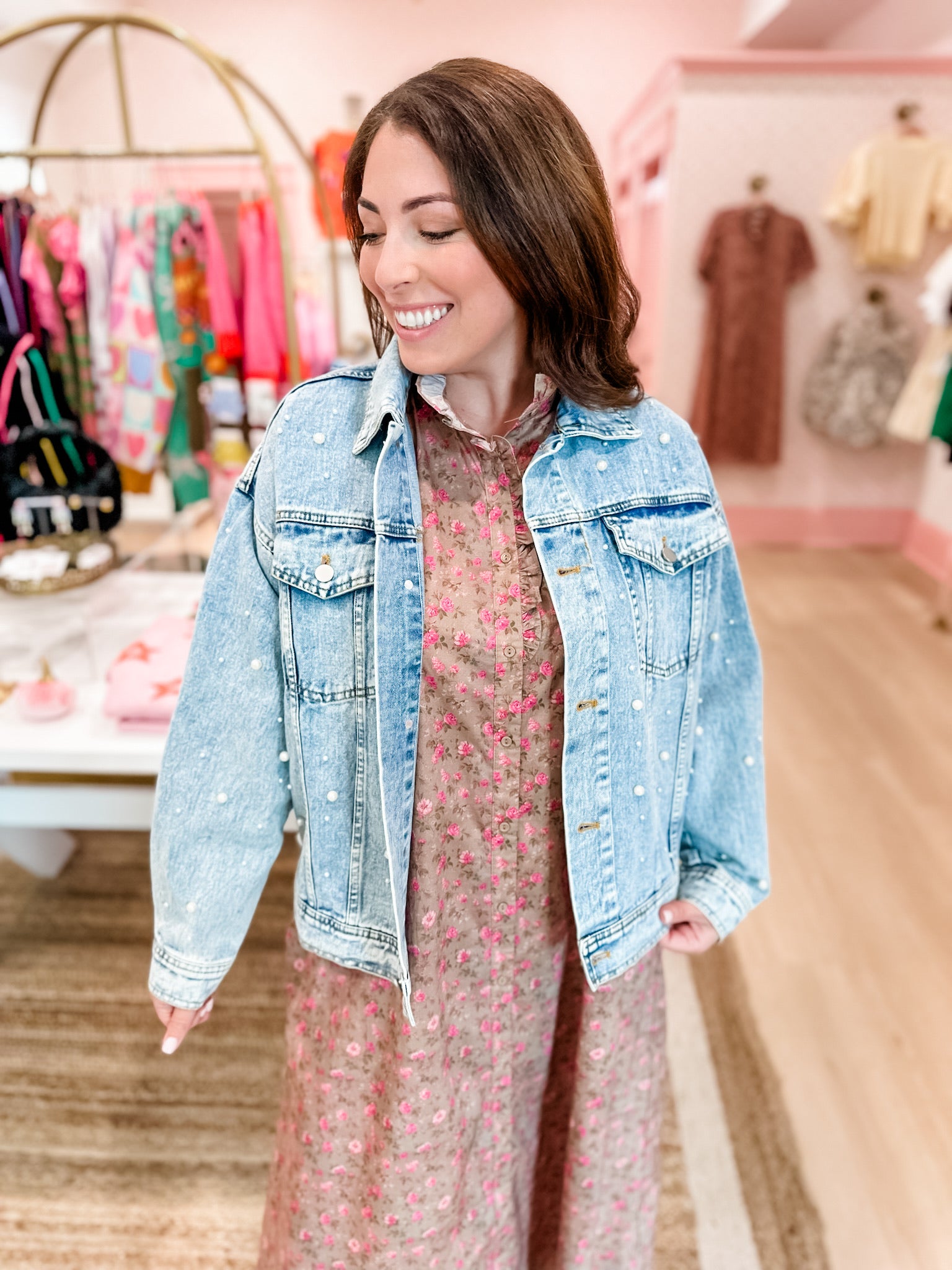 Pearl Adorned Denim Jacket