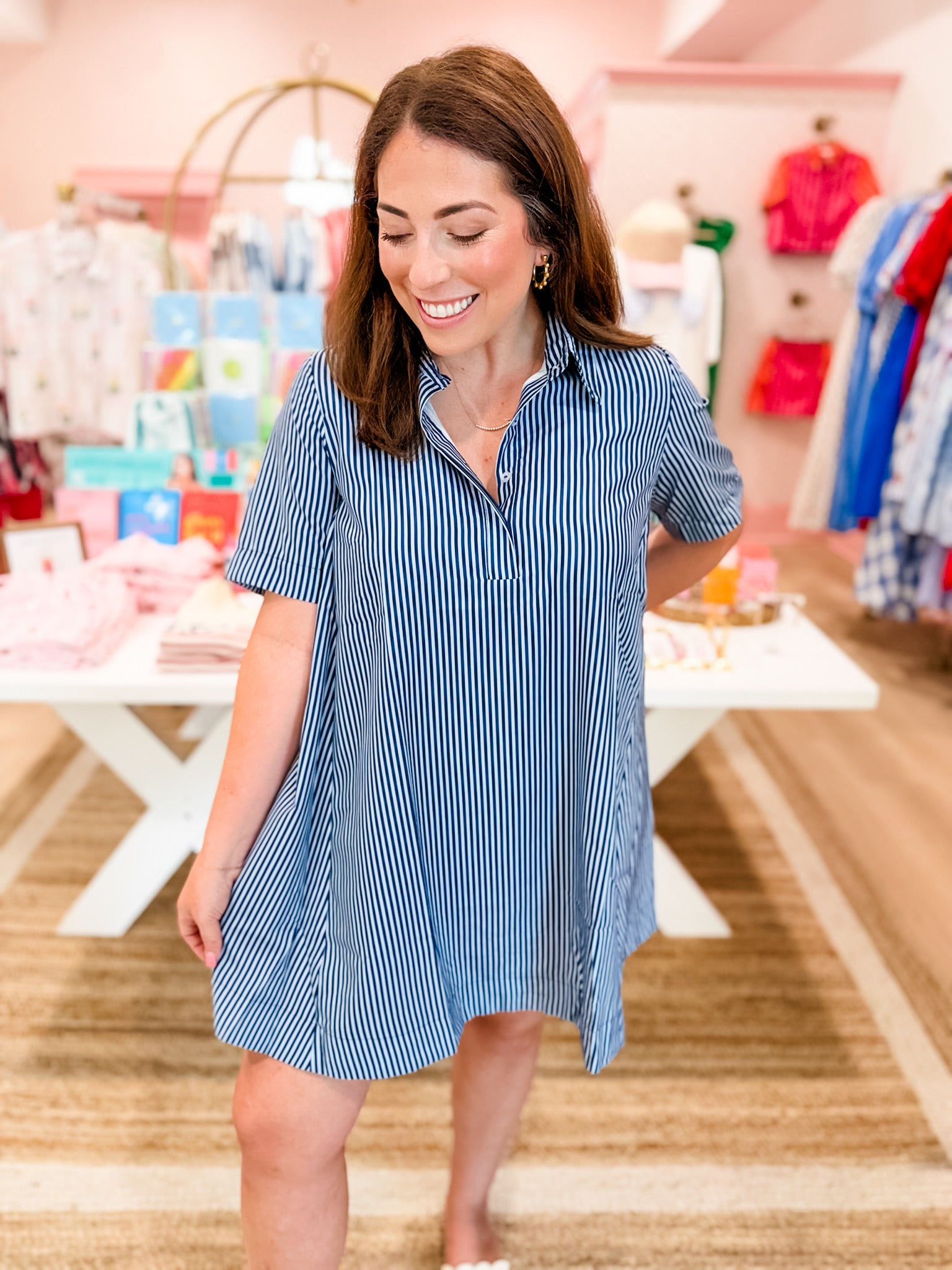 Island Breeze Mini Dress- Navy Blue