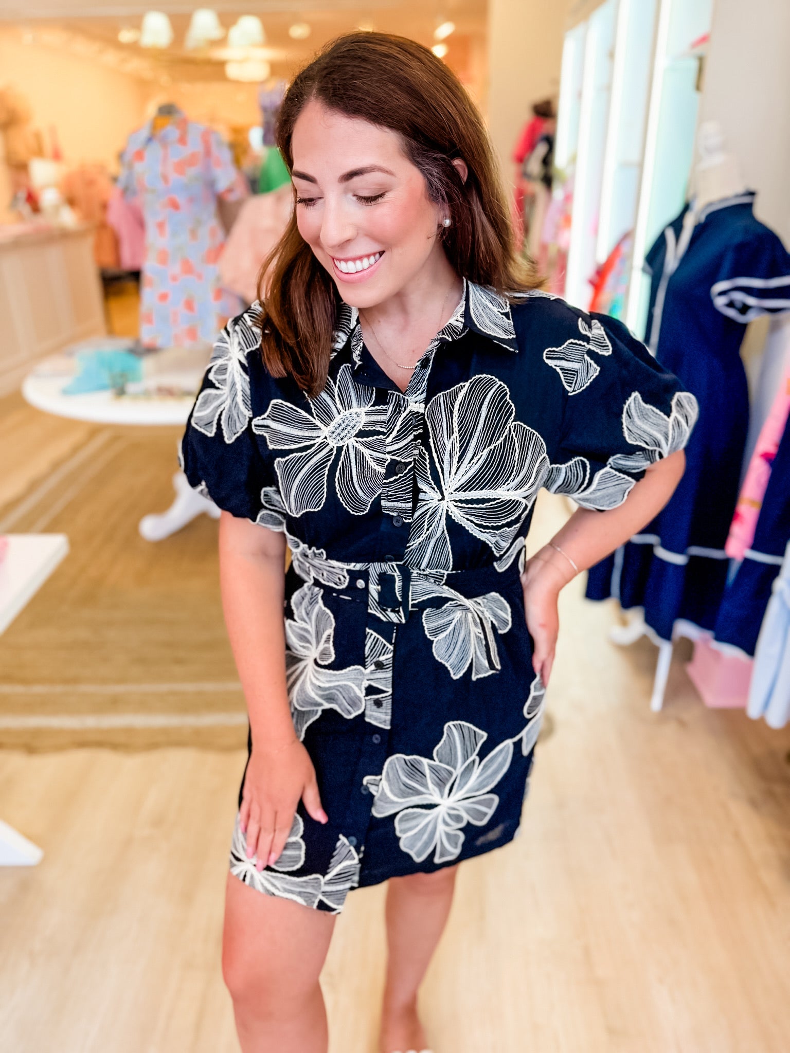 Monochrome Garden Mini Dress