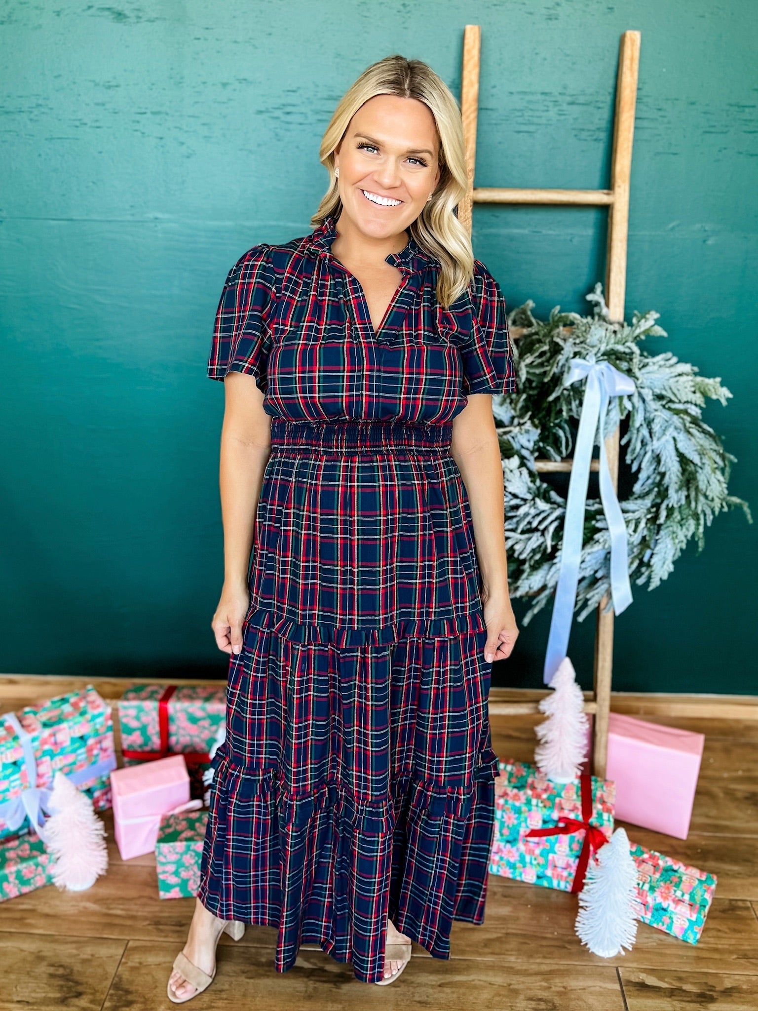 Deck the Halls Plaid Dress