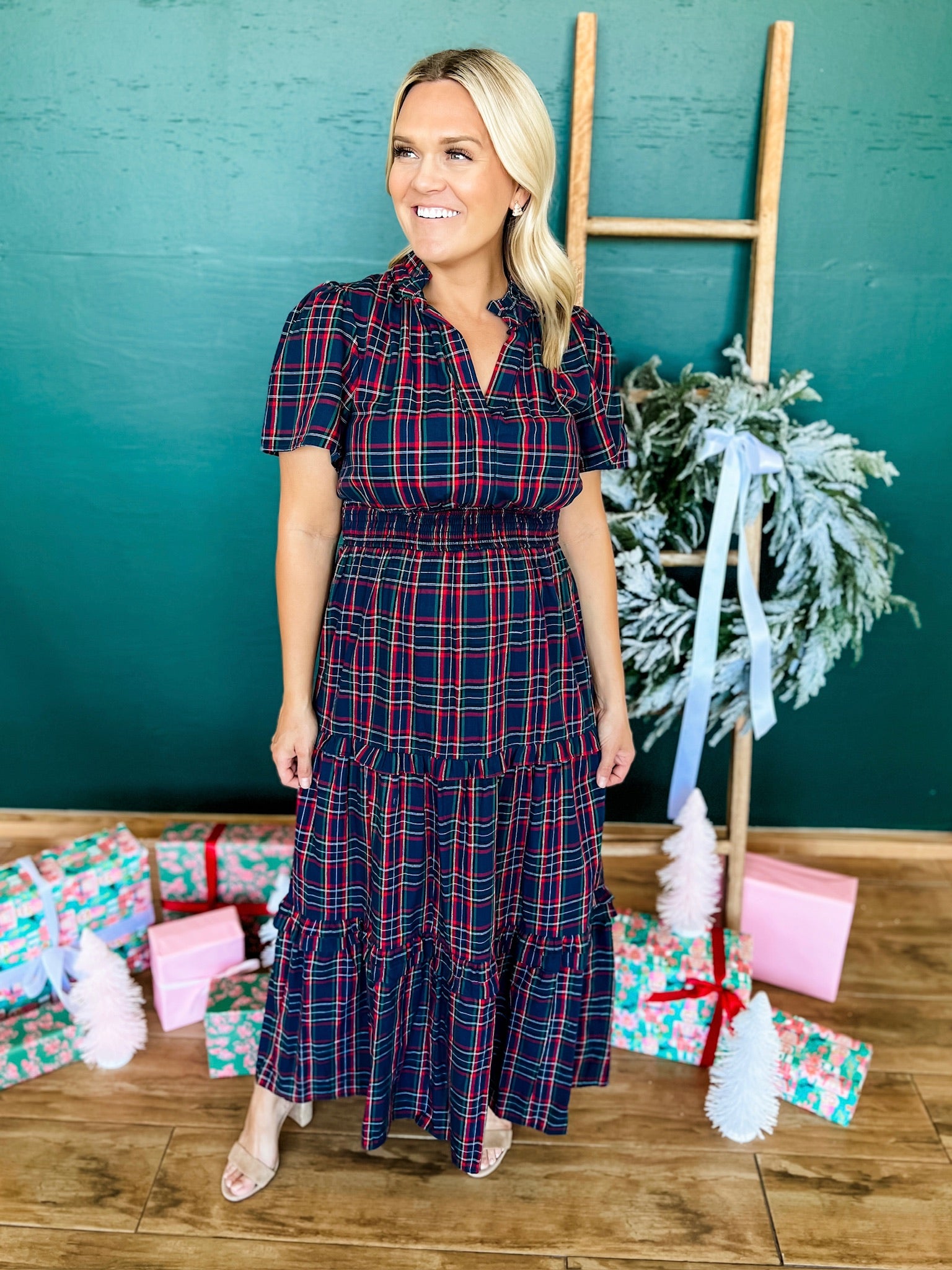Deck the Halls Plaid Dress