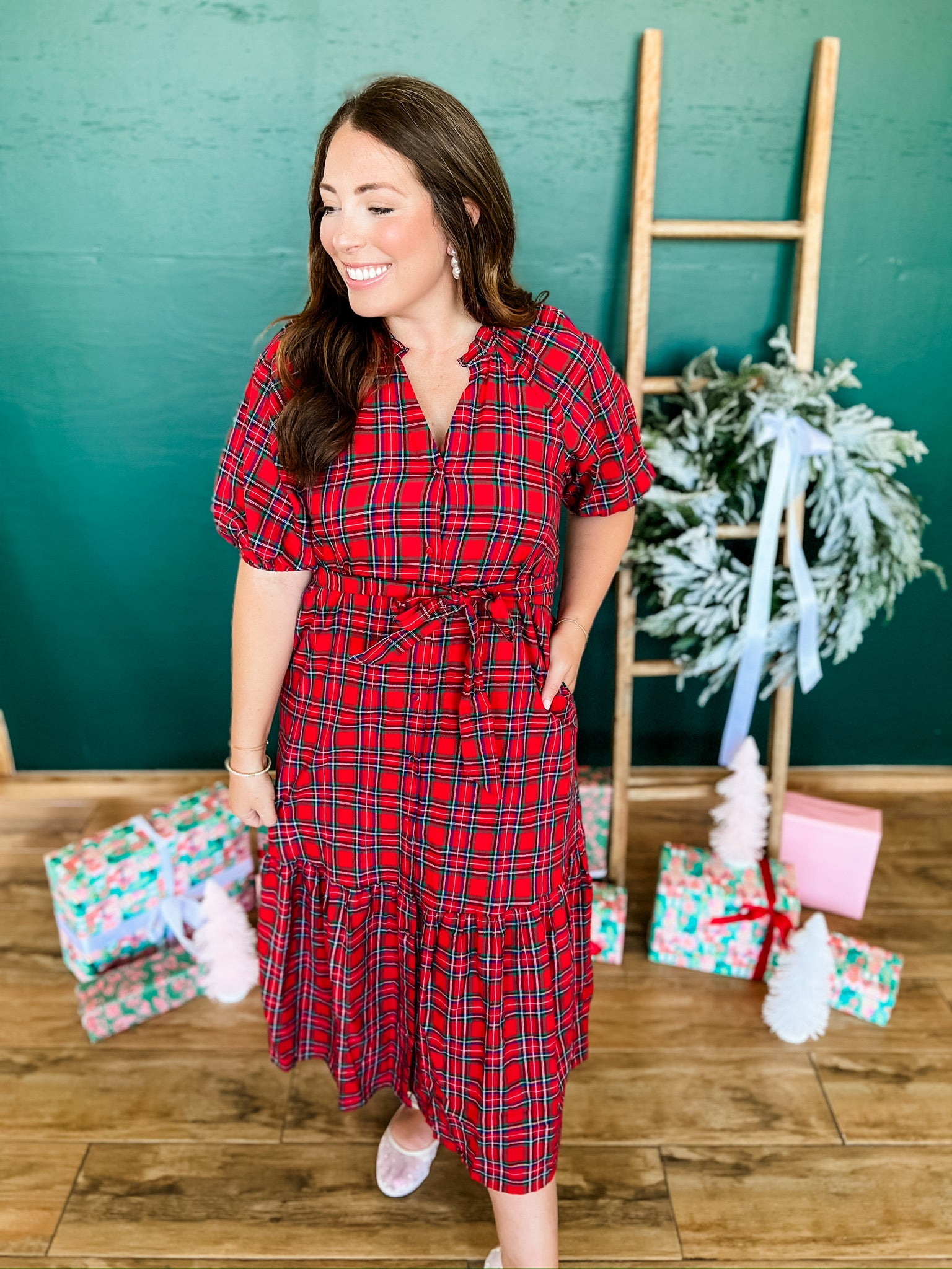 Merry and Bright Plaid Dress