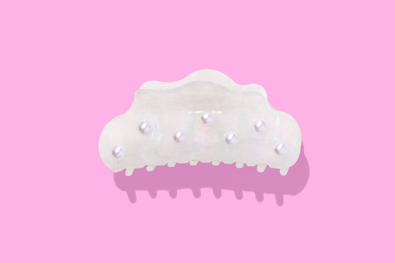 TAYLOR ELLIOTT DESIGNS Large Claw Hair Clip - Iridescent w/ Pearl Beads