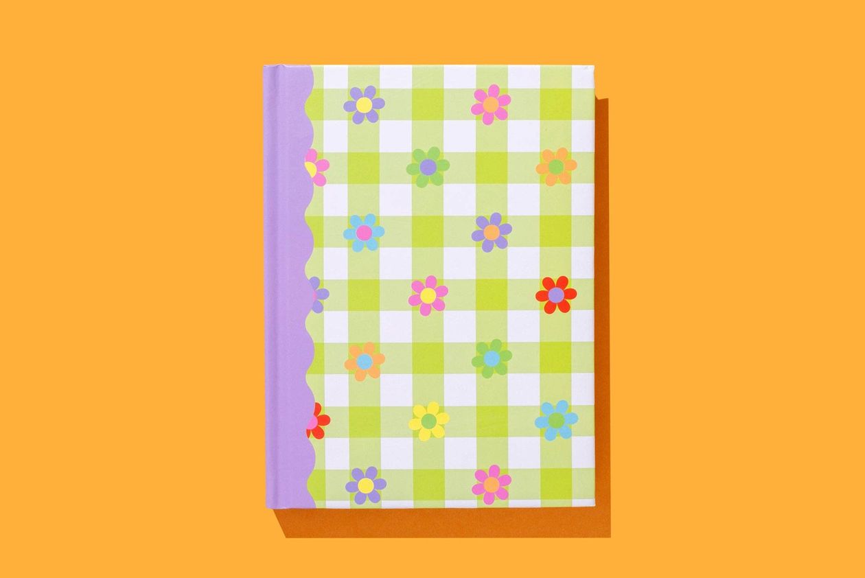 TAYLOR ELLIOTT DESIGNS Hardcover Notebook - Green Gingham w/ Flowers