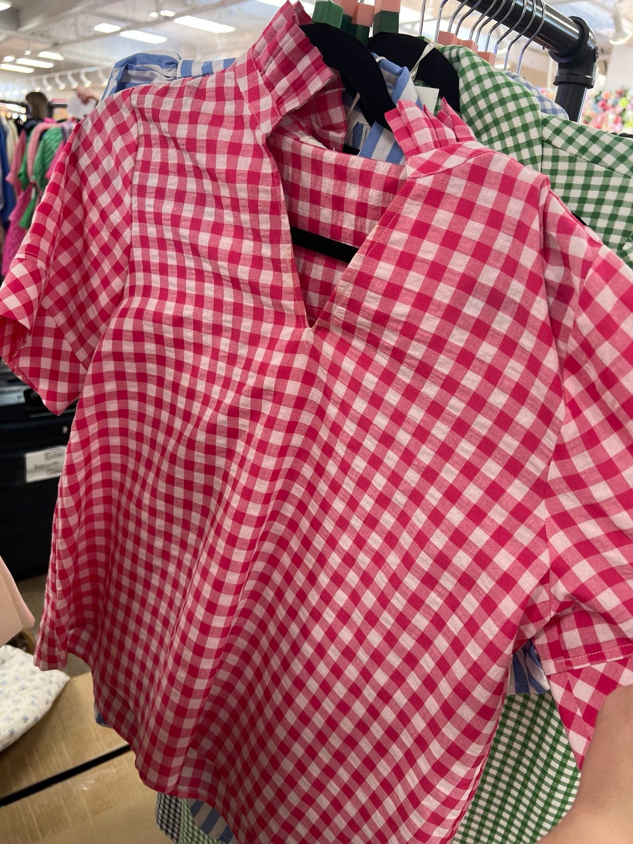 Pop of Pink Gingham Blouse