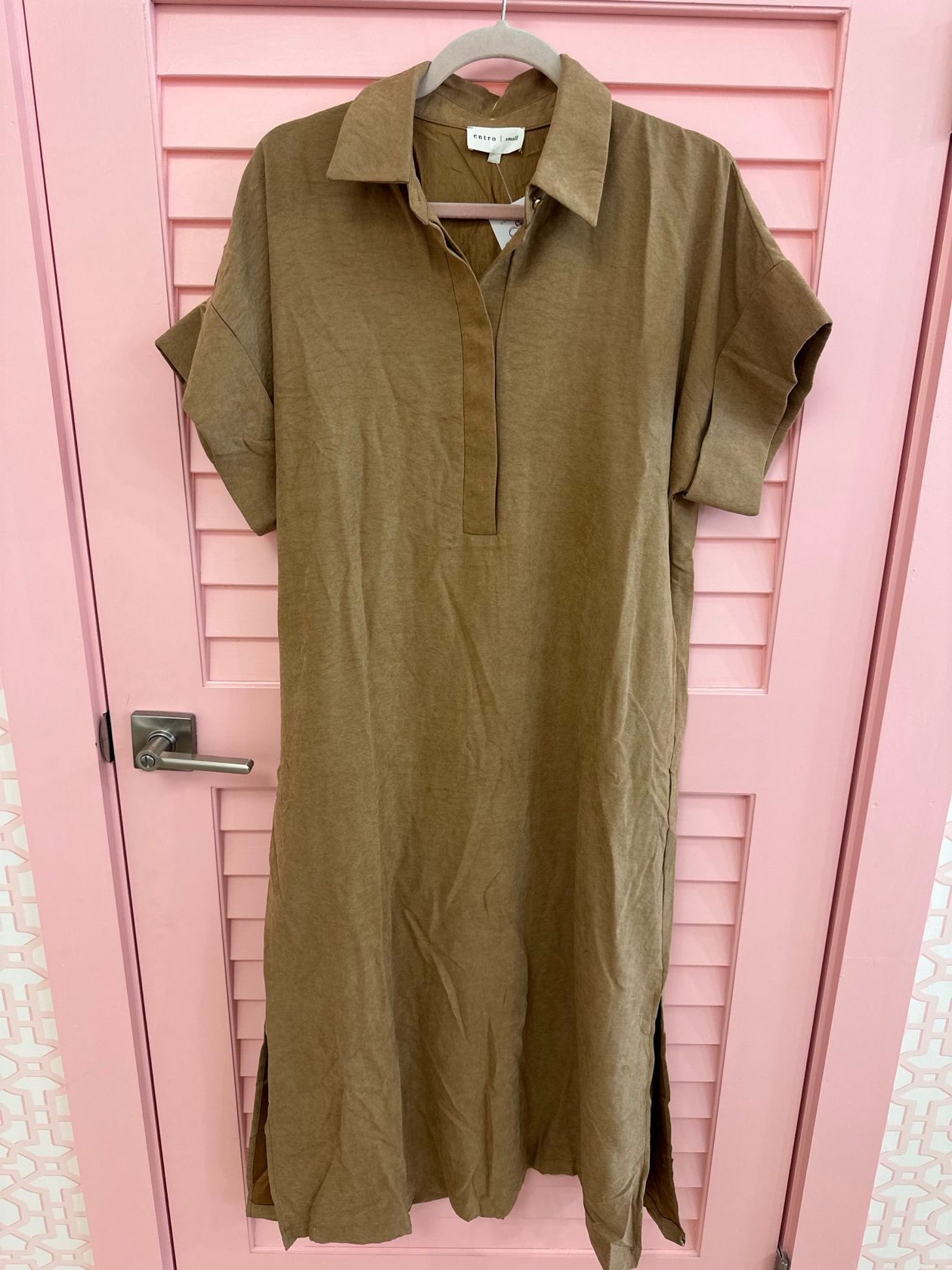 Now in Neutral Collar Midi Dress