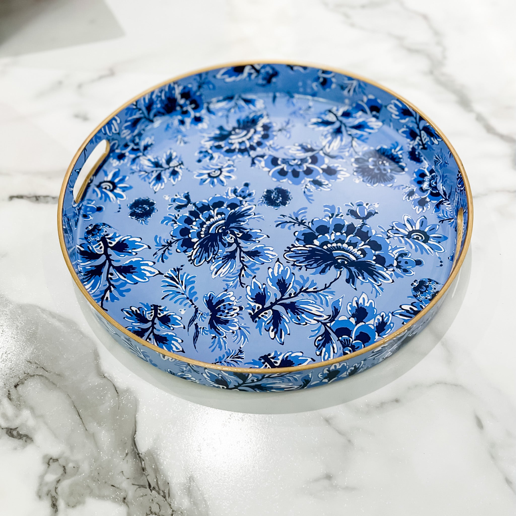 Blue Floral Serving Tray