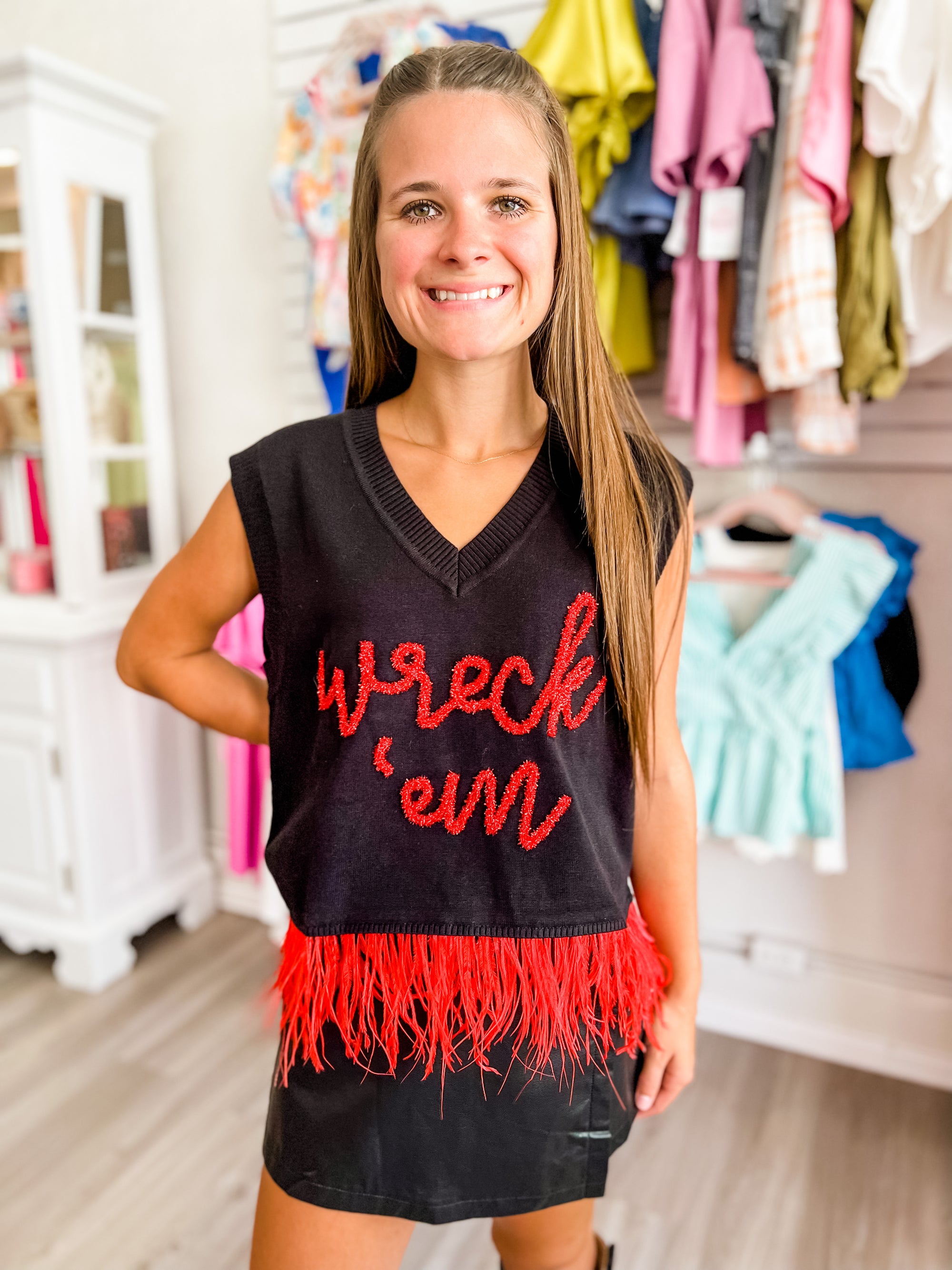 Sequin Wreck ‘Em Feather Sweater