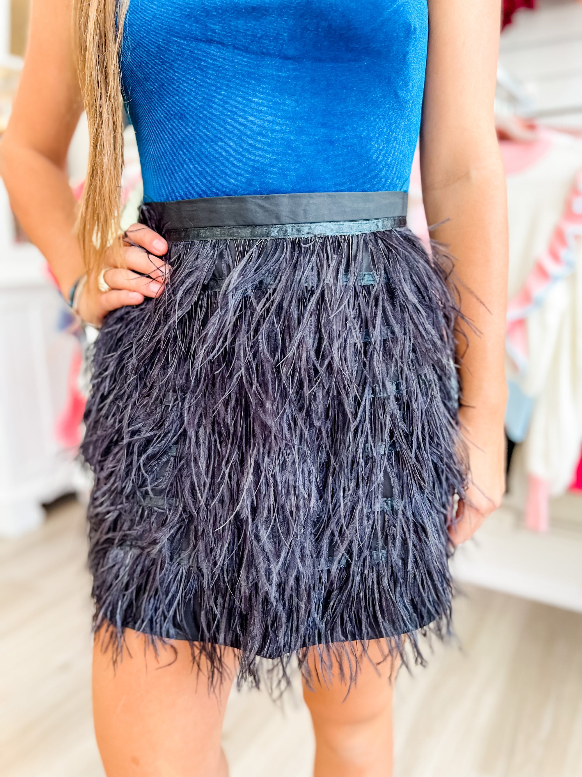 Queen of Sparkles Black Feather Skirt